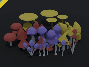 Cogumelos de desenho animado estilo poligonal Modelo 3D