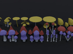Cartoon mushrooms Polygonal Style 3D 모델