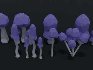 Cartoon mushrooms Polygonal Style 3D 모델