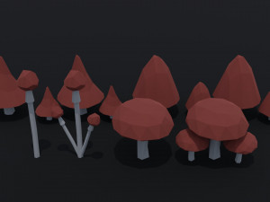 Cartoon mushrooms Polygonal Style 3D 모델