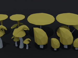 Cartoon mushrooms Polygonal Style 3D Model