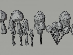 Cartoon mushrooms Polygonal Style 3D 모델