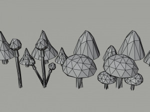 Cartoon mushrooms Polygonal Style 3D 모델