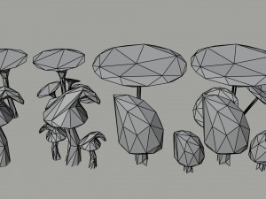 Cartoon mushrooms Polygonal Style 3D 모델