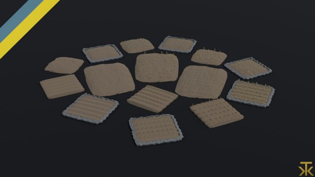 Cartoon fields Polygonal Style 3D Модель .c4d .max .obj .3ds .fbx .stl .blend 