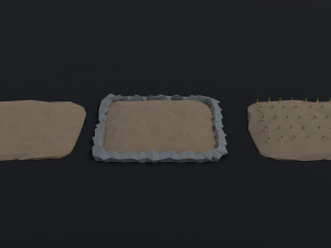 Cartoon fields Polygonal Style 3D Модель