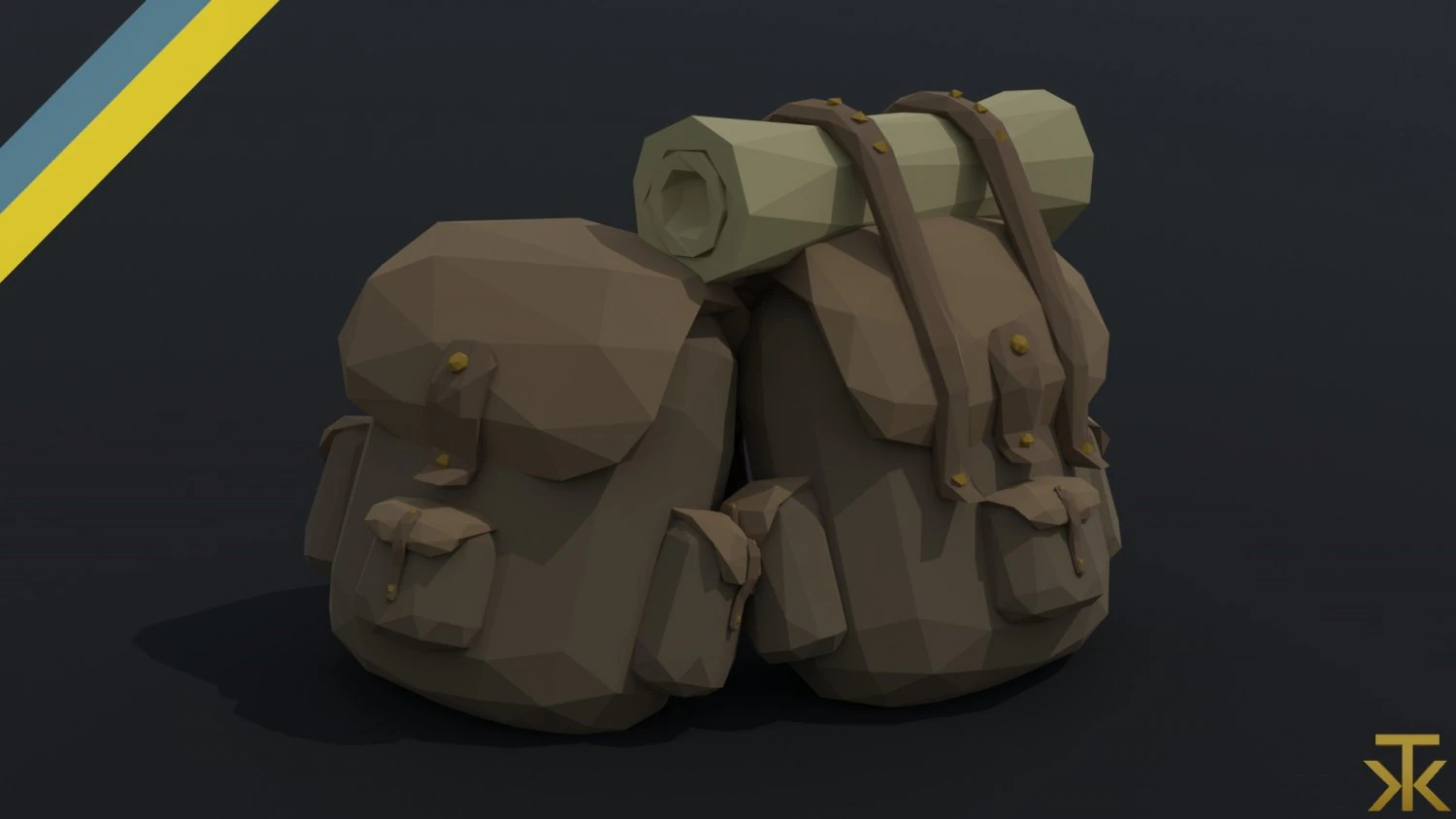 Cartoon fantasy backpack Polygonal Style 3D Model .c4d .max .obj .3ds .fbx .stl .blend 