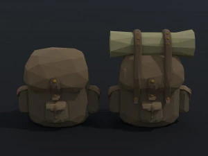 Cartoon fantasy backpack Polygonal Style 3D Model
