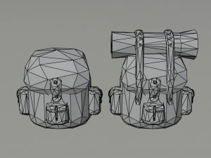 Cartoon fantasy backpack Polygonal Style 3D Model