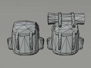 Cartoon fantasy backpack Polygonal Style 3D Model