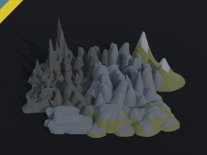 Cartoon mountains Polygonal Style Modelo 3D
