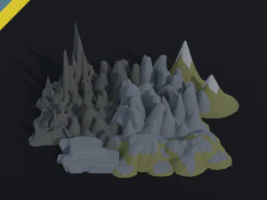Montanhas de desenho animado estilo poligonal Modelo 3D
