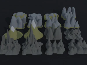 Cartoon mountains Polygonal Style 3D Model