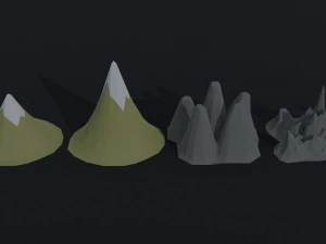 Cartoon mountains Polygonal Style 3D Model