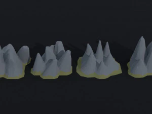 Cartoon mountains Polygonal Style 3D Model