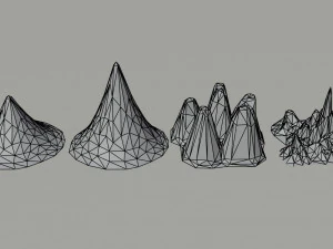 Cartoon mountains Polygonal Style 3D Model