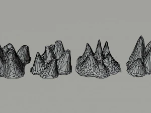 Cartoon mountains Polygonal Style 3D Model