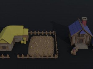 Cartoon fantasy city buildings Polygonal Style 3D 모델