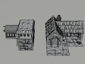 Cartoon fantasy city buildings Polygonal Style 3D 모델