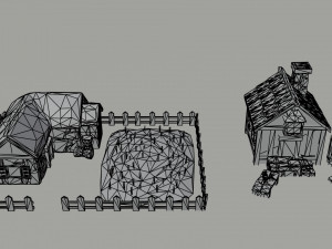 Cartoon fantasy city buildings Polygonal Style 3D 모델