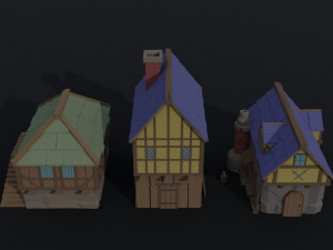 Cartoon fantasy city buildings 2 Polygonal Style 3D 模型