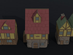 Cartoon fantasy city buildings 2 Polygonal Style 3D 模型