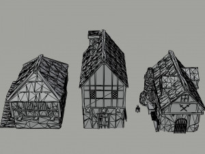 Cartoon fantasy city buildings 2 Polygonal Style 3D 模型