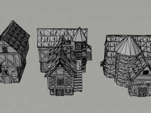 Cartoon fantasy city buildings 2 Polygonal Style 3D 模型
