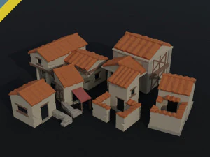 Cartoon ancient rome buildings Polygonal Style 3D Model