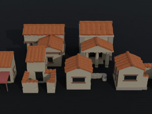Cartoon ancient rome buildings Polygonal Style Modello 3D