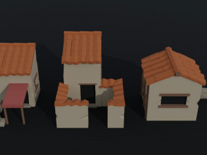 Cartoon ancient rome buildings Polygonal Style Modello 3D