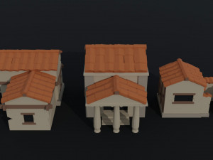 Cartoon ancient rome buildings Polygonal Style Modello 3D