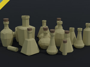 Cartoon fantasy flasks Polygonal Style Modelo 3D