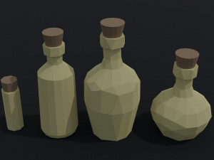 Cartoon fantasy flasks Polygonal Style 3D Модель