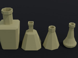 Cartoon fantasy flasks Polygonal Style 3D Модель