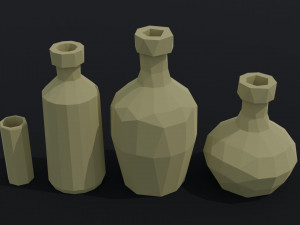 Cartoon fantasy flasks Polygonal Style 3D Модель
