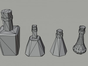 Cartoon fantasy flasks Polygonal Style 3D Модель