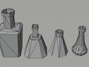 Cartoon fantasy flasks Polygonal Style 3D Модель