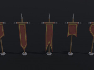 Cartoon medieval flags Polygonal Style 3D Модель