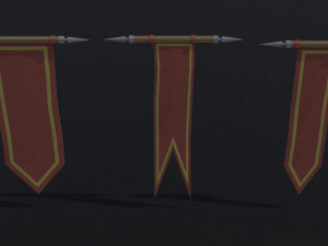 Cartoon medieval flags Polygonal Style 3D Модель