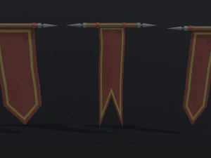 Cartoon medieval flags Polygonal Style 3D Model