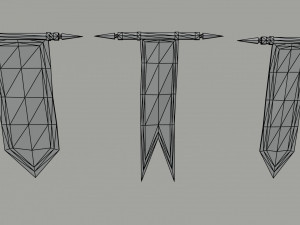 Cartoon medieval flags Polygonal Style 3D Модель