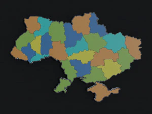 Political Map of Ukraine 3D Model