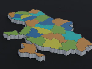 Political Map of Ukraine 3D Model