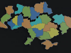 Political Map of Ukraine 3D Model