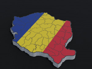 Political Map of Romania 3D Model