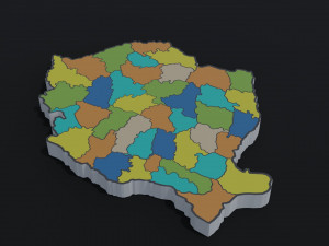 Political Map of Romania 3D Model