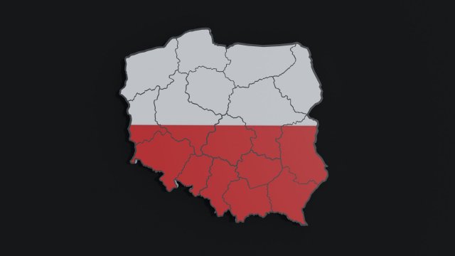 Political Map of Poland Model 3D .c4d .max .obj .3ds .fbx .stl .blend 