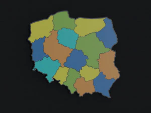 Political Map of Poland 3D Model