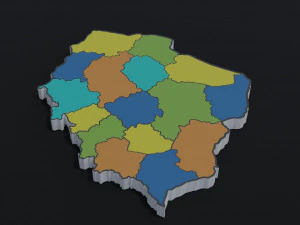 Political Map of Poland 3D Model